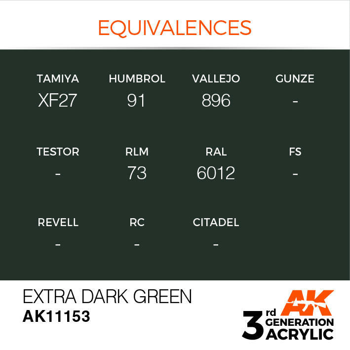 AK Interactive 3G Acrylic Extra Dark Green AK11153
