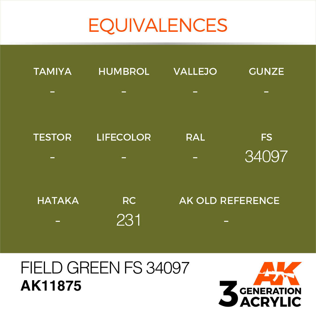 AK Interactive 3G Acrylic Field Green FS 34097 AK11875