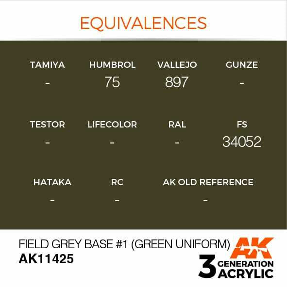 AK Interactive 3G Acrylic Field Grey Base #1 Green Uniform AK11425