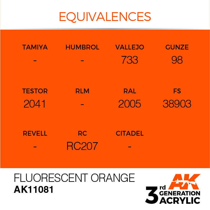 AK Interactive 3G Acrylic Fluorescent Orange AK11081