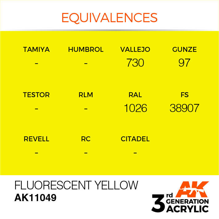 AK Interactive 3G Acrylic Fluorescent Yellow AK11049