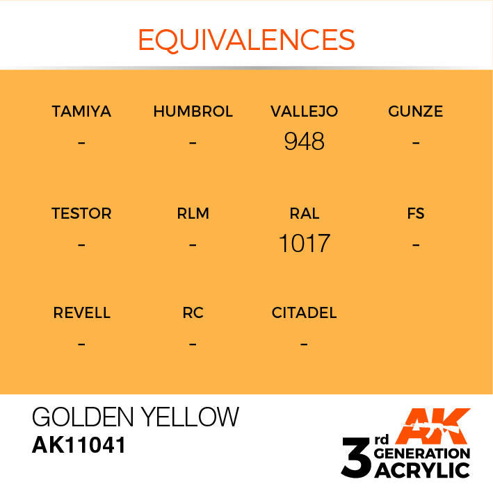 AK Interactive 3G Acrylic Golden Yellow AK11041