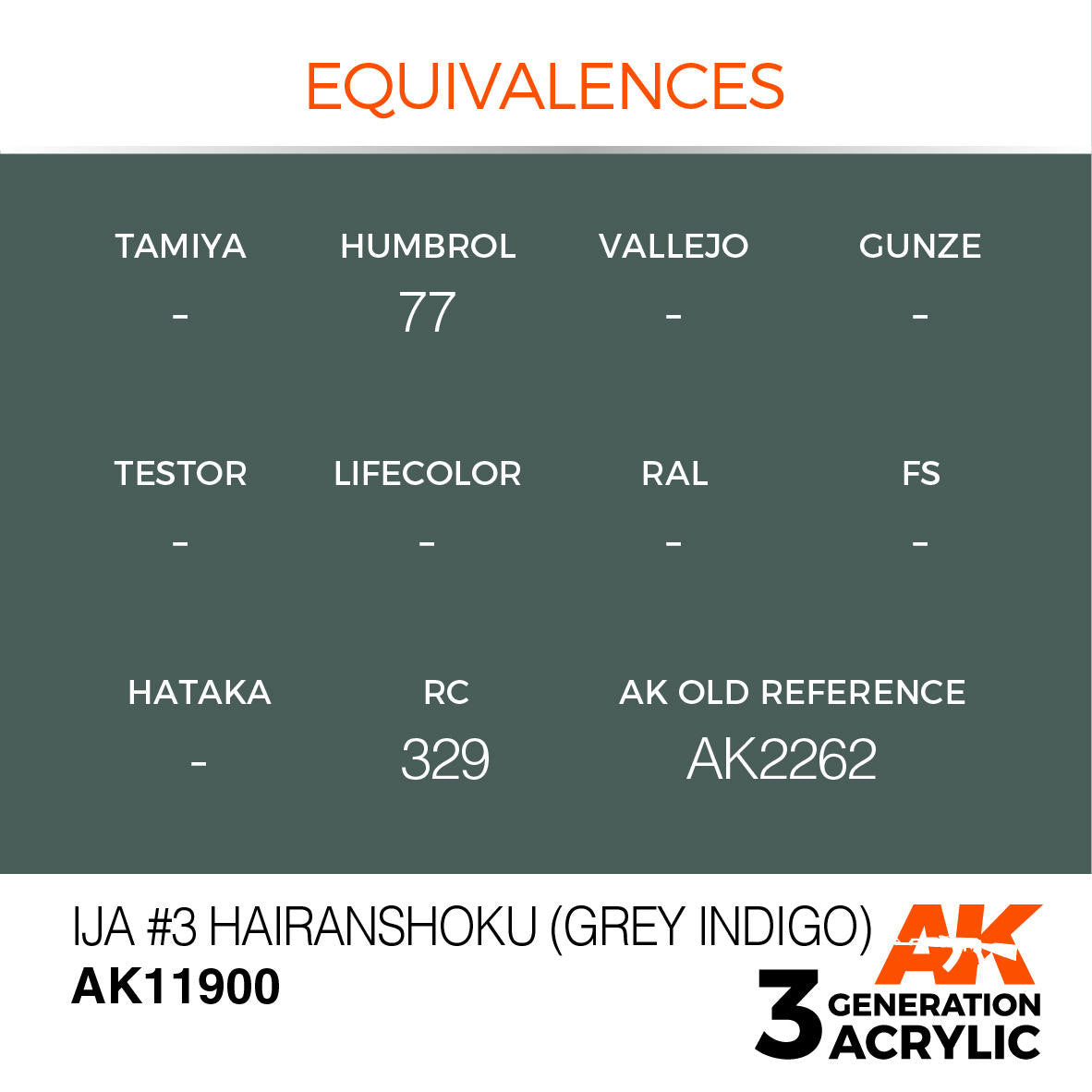 AK Interactive 3G Acrylic IJA #3 Hairanshoku Grey Indigo AK11900