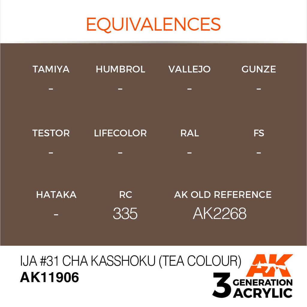 AK Interactive 3G Acrylic IJA #31 CHA Kasshoku Tea Colour AK11906