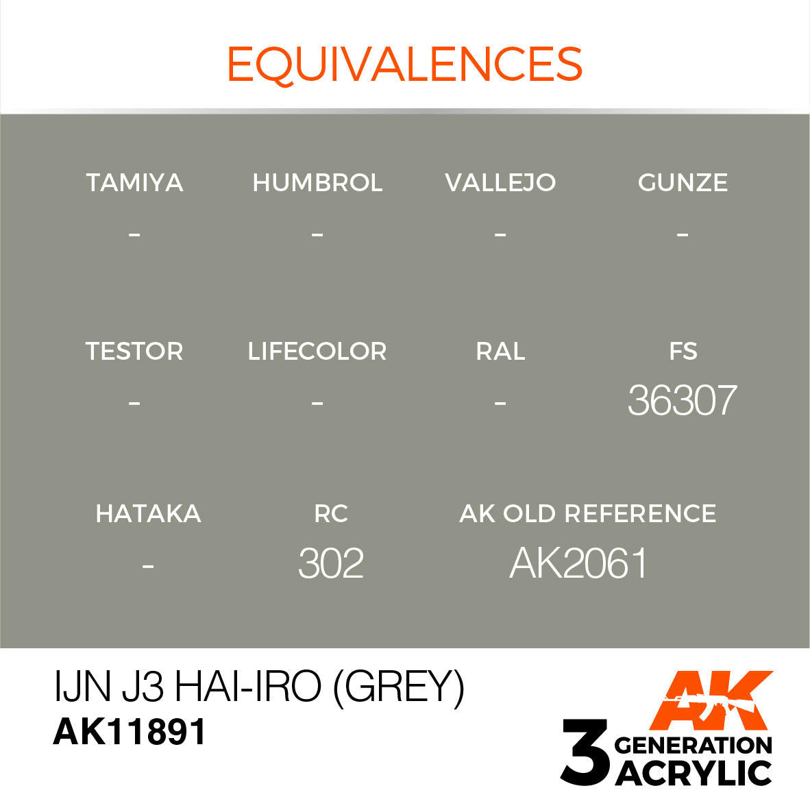 AK Interactive 3G Acrylic IJN J3 HAI-IRO Grey AK11891