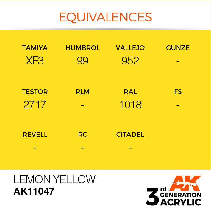 AK Interactive 3G Acrylic Lemon Yellow AK11047