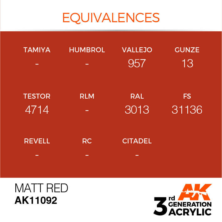 AK Interactive 3G Acrylic Matt Red AK11092