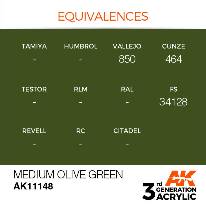 AK Interactive 3G Acrylic Medium Olive Green AK11148