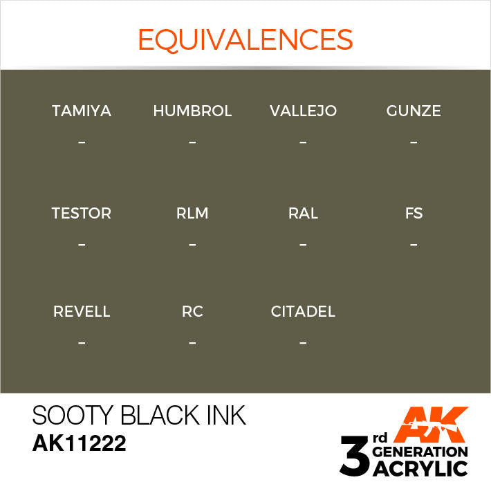 AK Interactive 3G Acrylic Sooty Black Ink AK11222