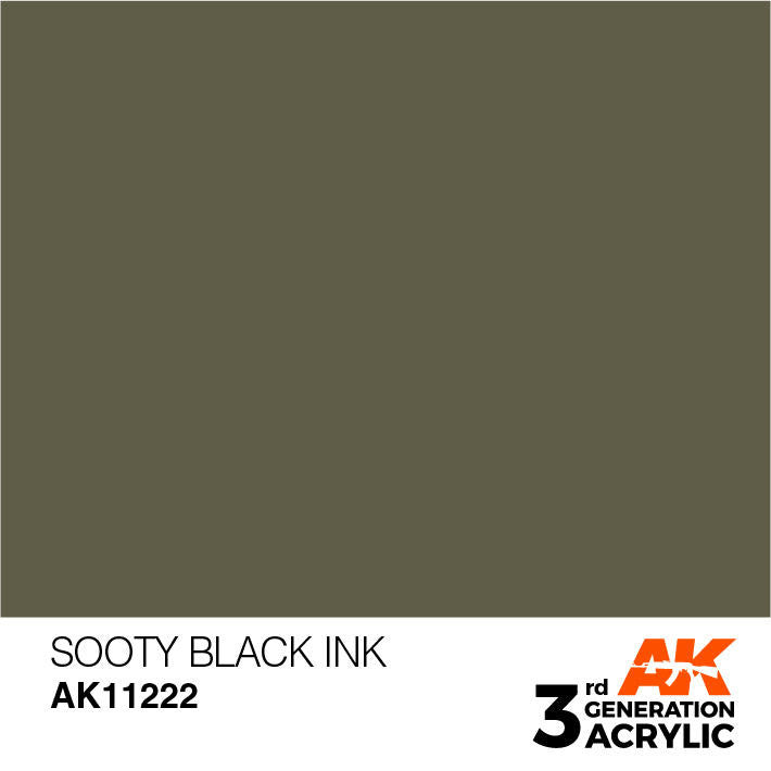 AK Interactive 3G Acrylic Sooty Black Ink AK11222