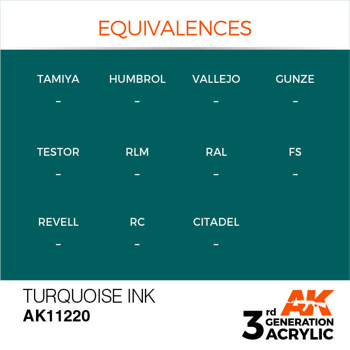 AK Interactive 3G Acrylic Turquoise Ink AK11220