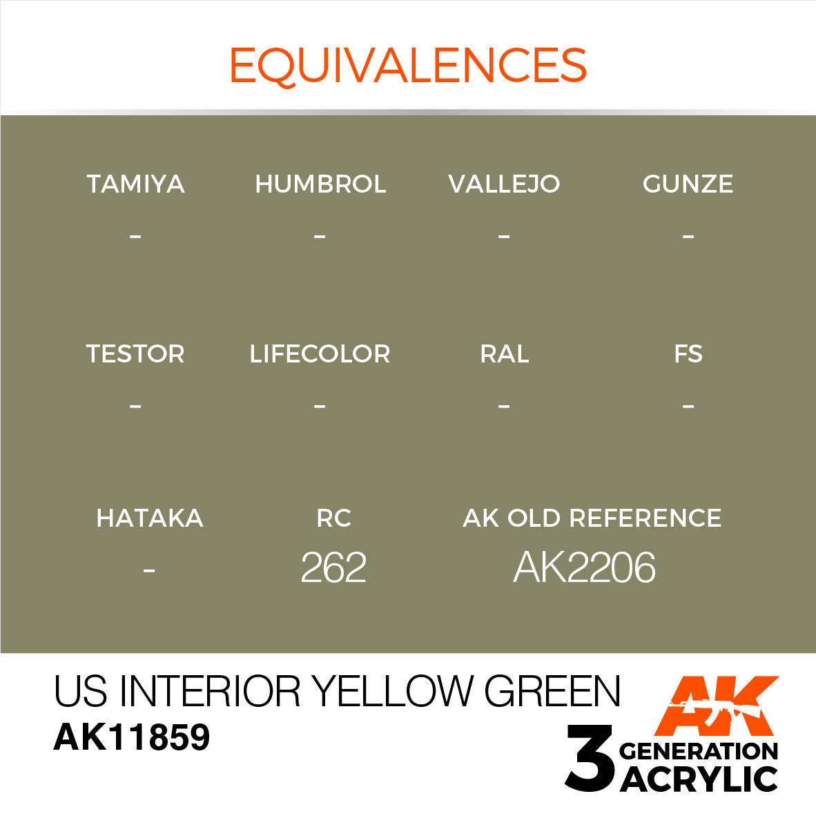 AK Interactive 3G Acrylic US Interior Yellow Green AK11859