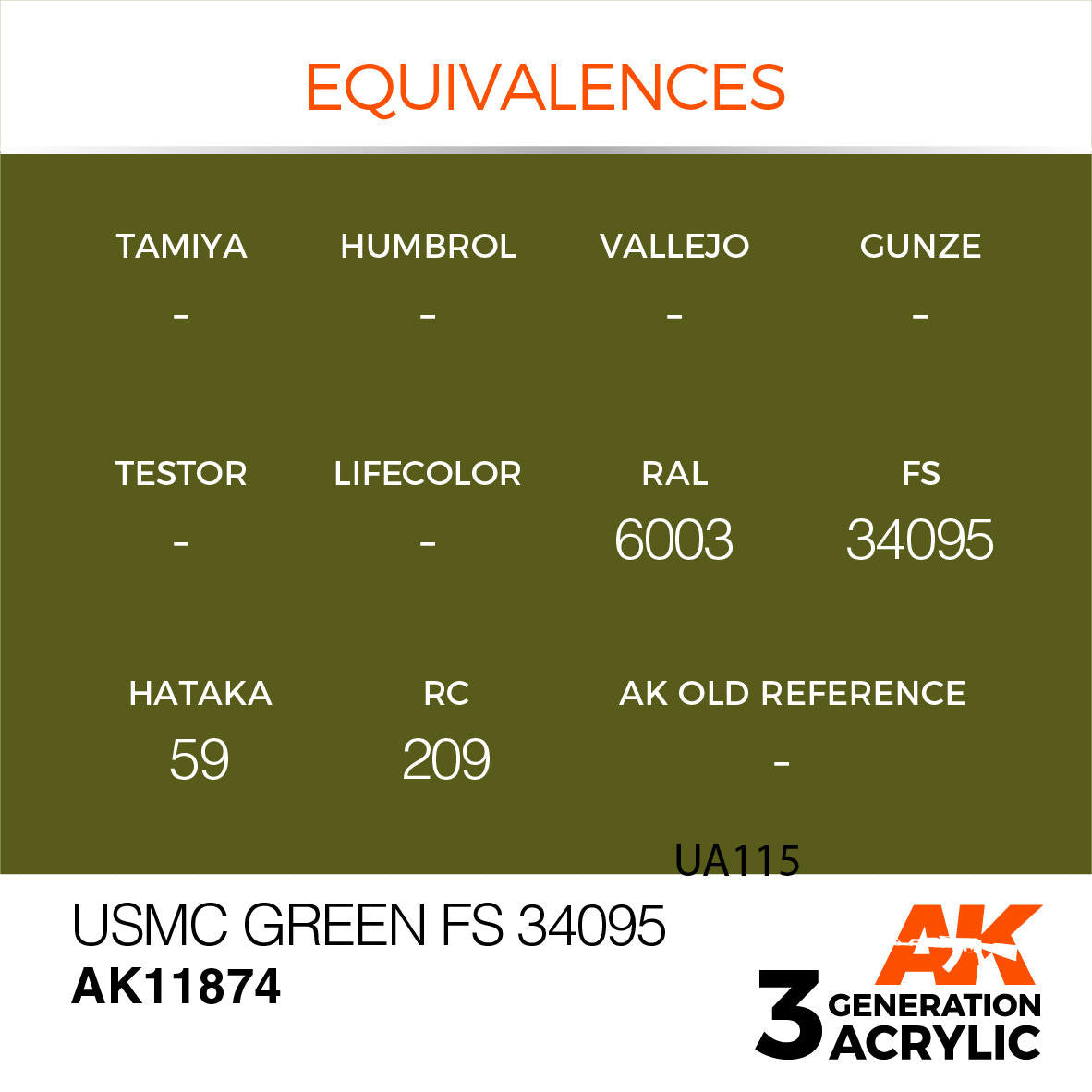 AK Interactive 3G Acrylic USMC Green FS 34095 AK11874