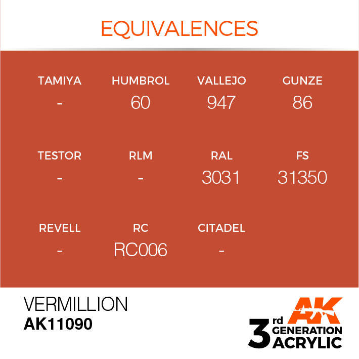 AK Interactive 3G Acrylic Vermillion AK11090