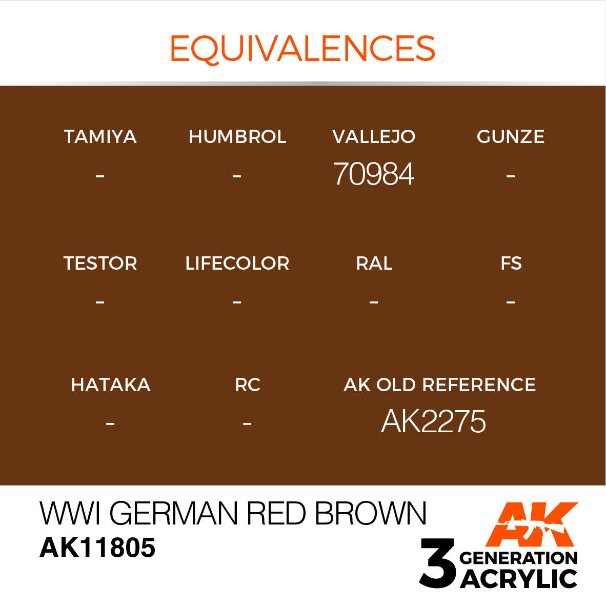 AK Interactive 3G Acrylic WWI German Red Brown AK11805