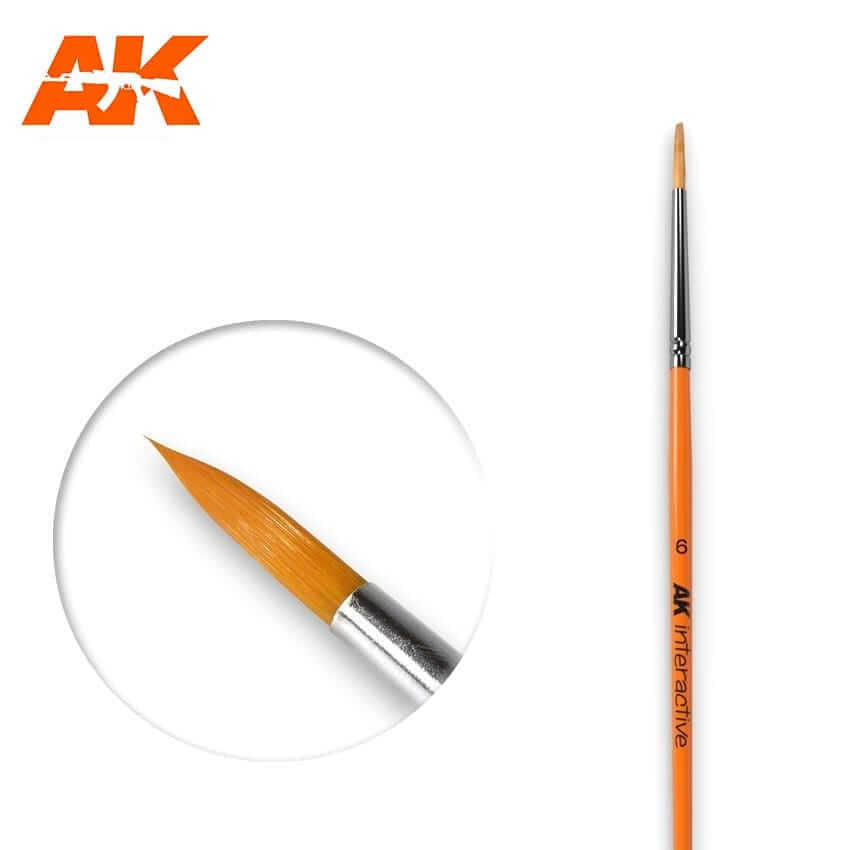 AK Interactive #6 Size Paintbrush Round Synthetic 606