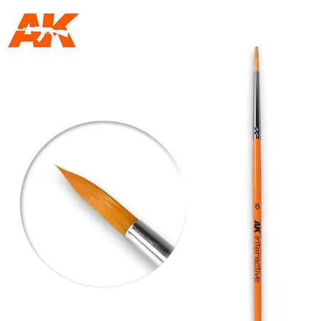 AK Interactive #6 Size Paintbrush Round Synthetic 606