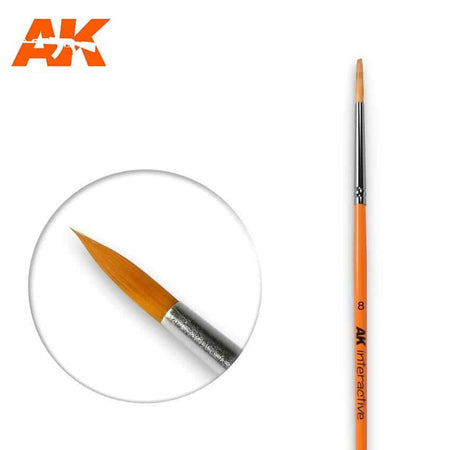 AK Interactive #8 Size Paintbrush Round Synthetic 607