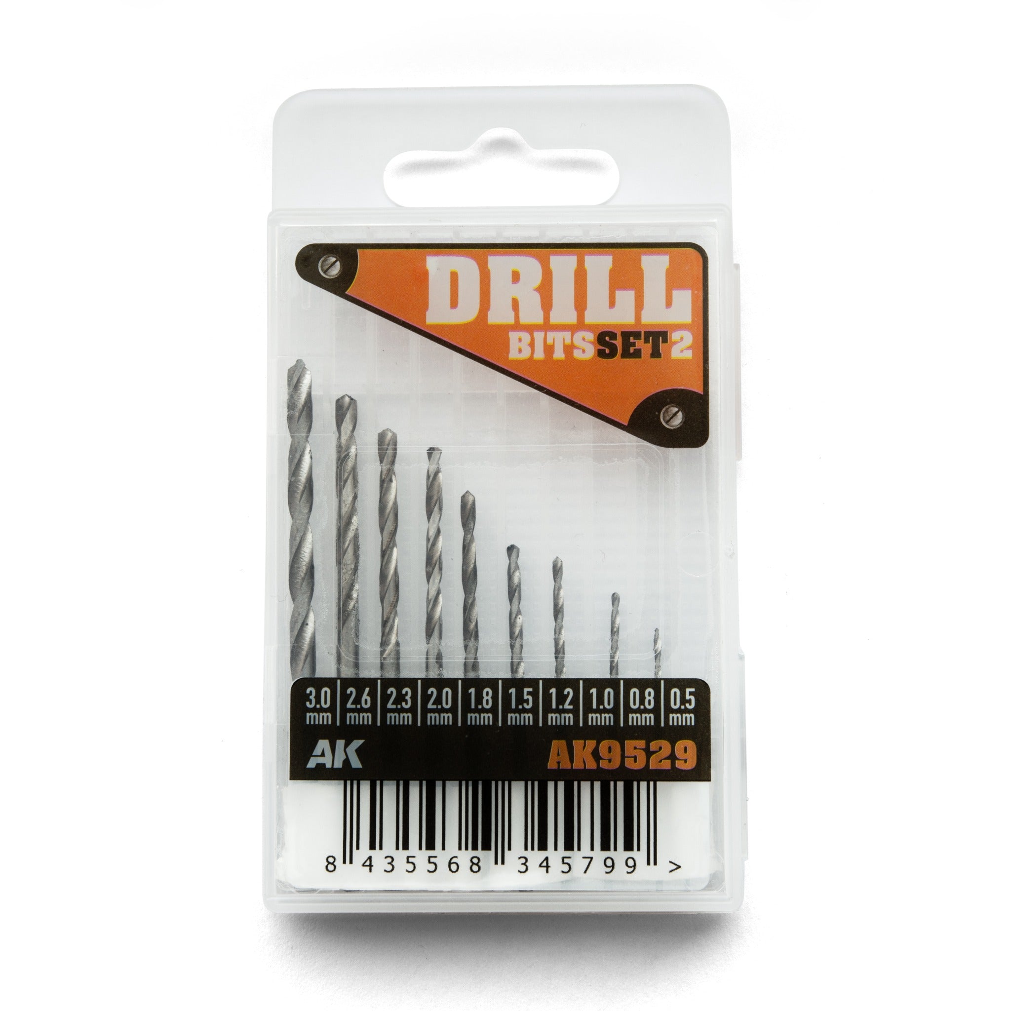 AK Interactive AK9529 Drill Bits Set 2 with ten sizes from 0.5 to 3.0 mm in retail case