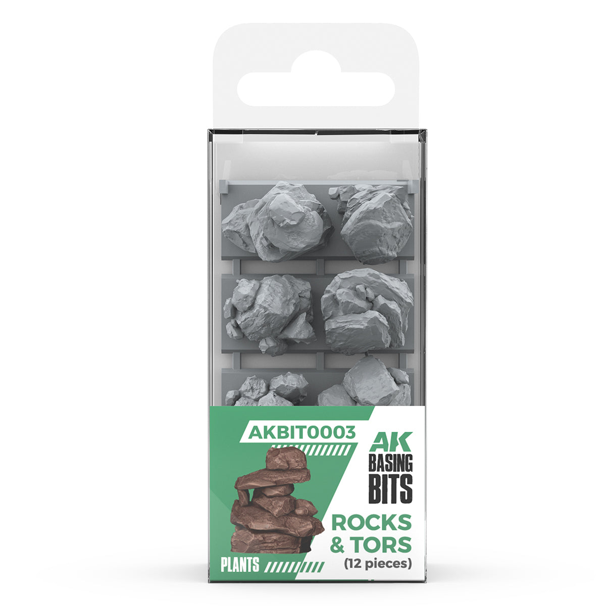 AK Interactive AKBIT0003 Rocks & Tors Basing Bits, 12 pieces, retail package