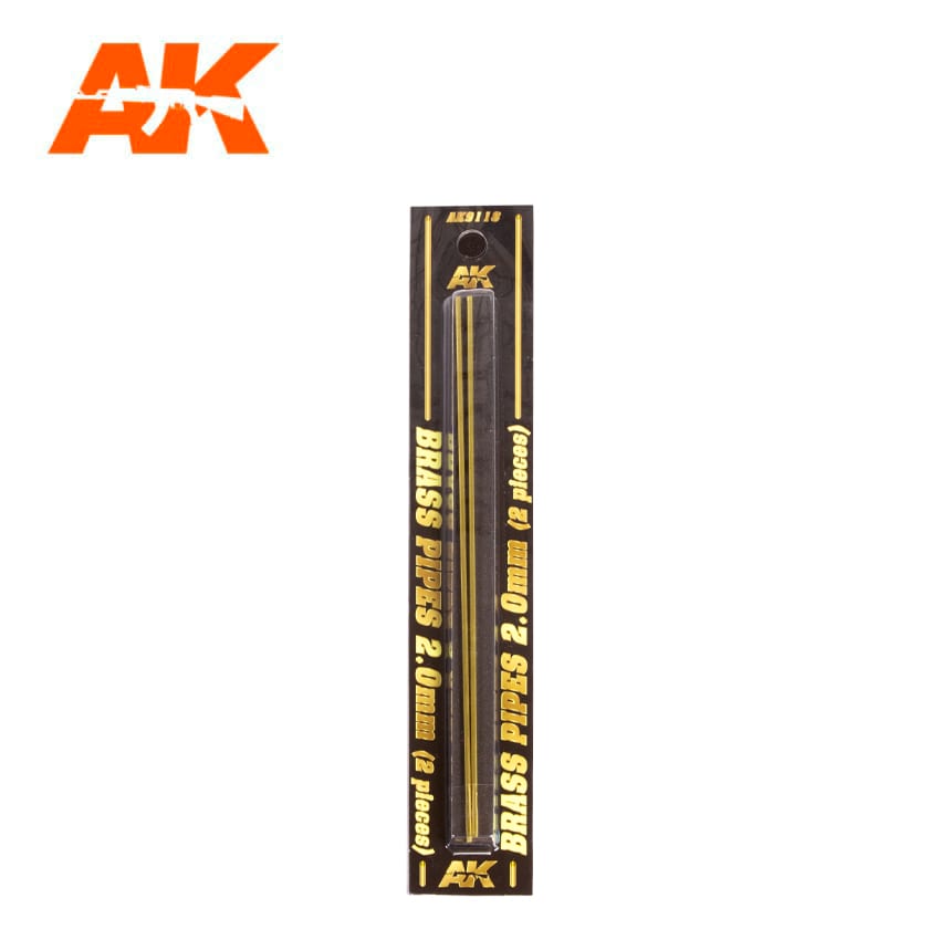 AK Interactive AK9118 brass pipes, 2.0 mm diameter, two-piece pack