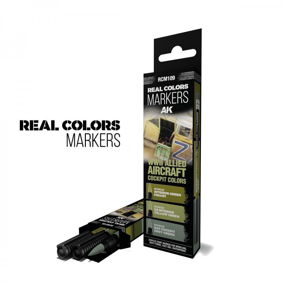 AK Interactive Real Colors Markers WWII Allied Aircraft Cockpit Colors (3) RCM109 