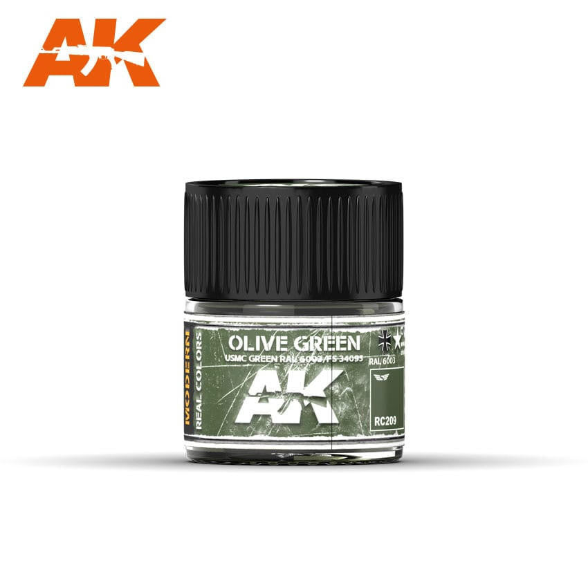 AK Interactive Real Colors: Olive Green/USMC Green RAL 6003/FS 34095 - 10ml RC209 
