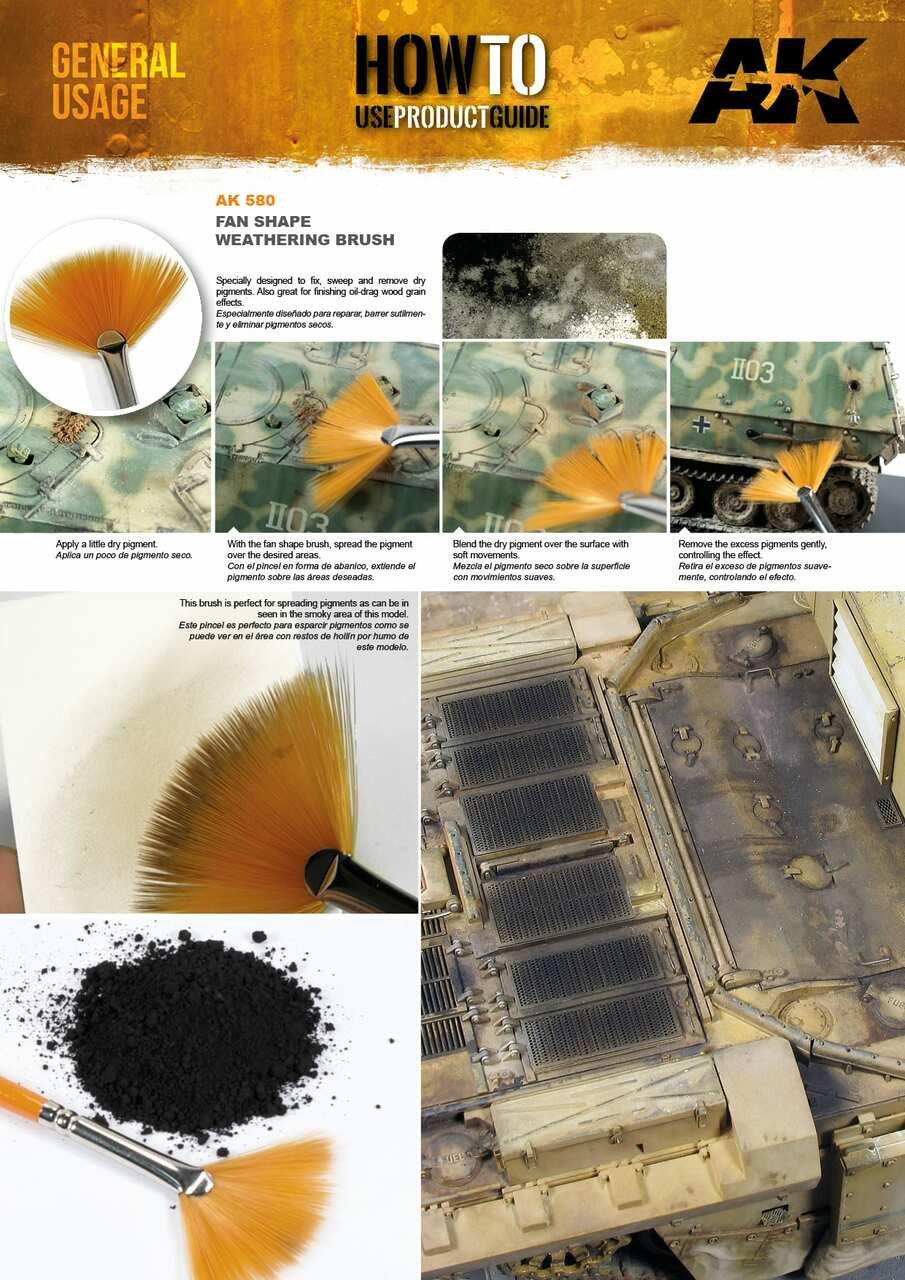 AK Interactive Weathering Brush Fan Shape 580