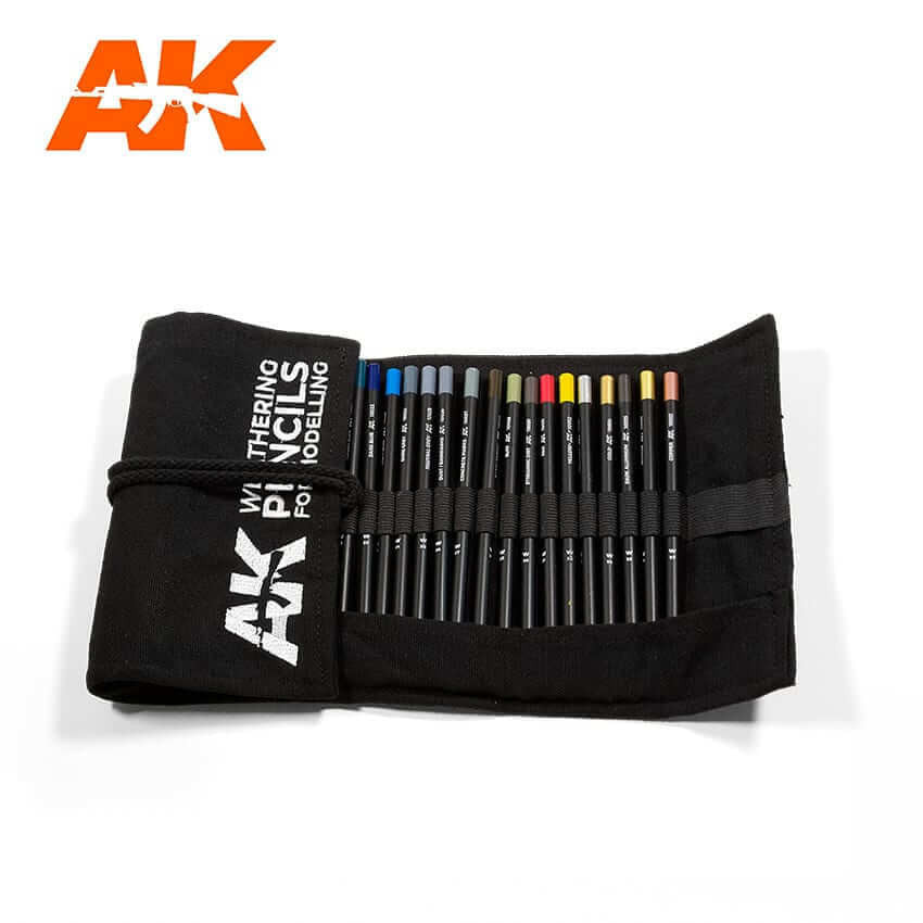AK Interactive Weathering Pencils Deluxe Cloth Case Set 10048