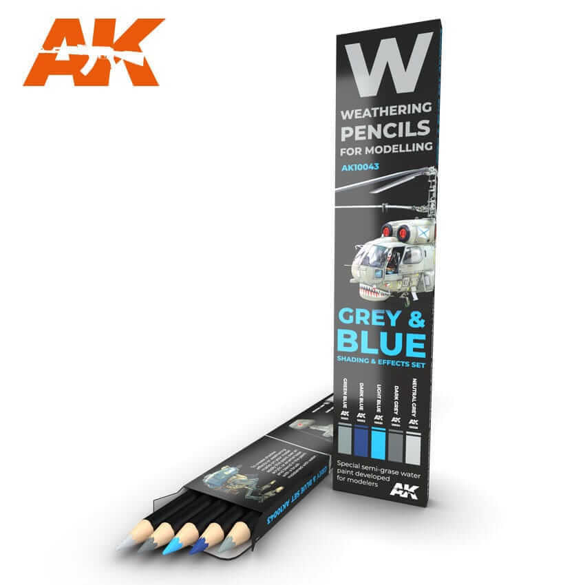 AK Interactive Weathering Pencils for Modelling Grey and Blue Shading and Effects Set