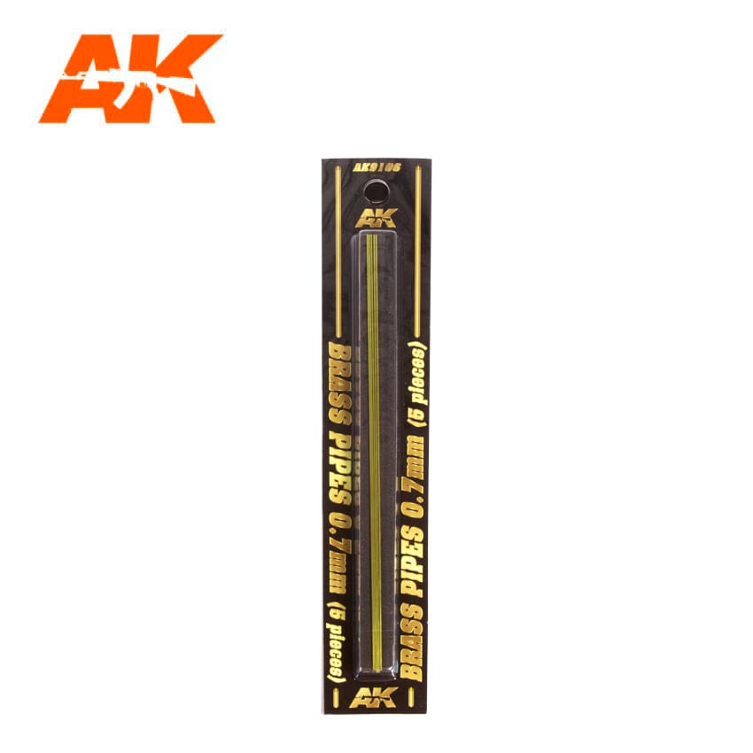 AK Interactive AK9106 brass pipes, 0.7 mm diameter, five-piece pack