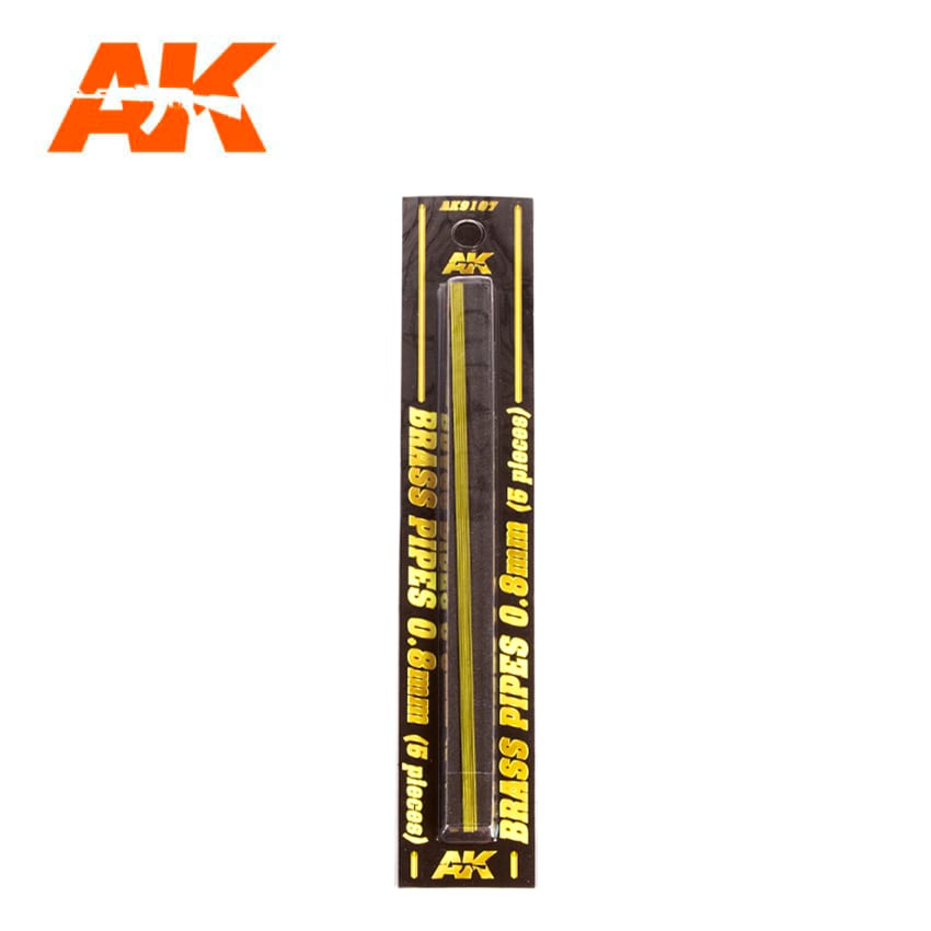 AK Interactive AK9107 brass pipes, 0.8 mm diameter, five-piece pack