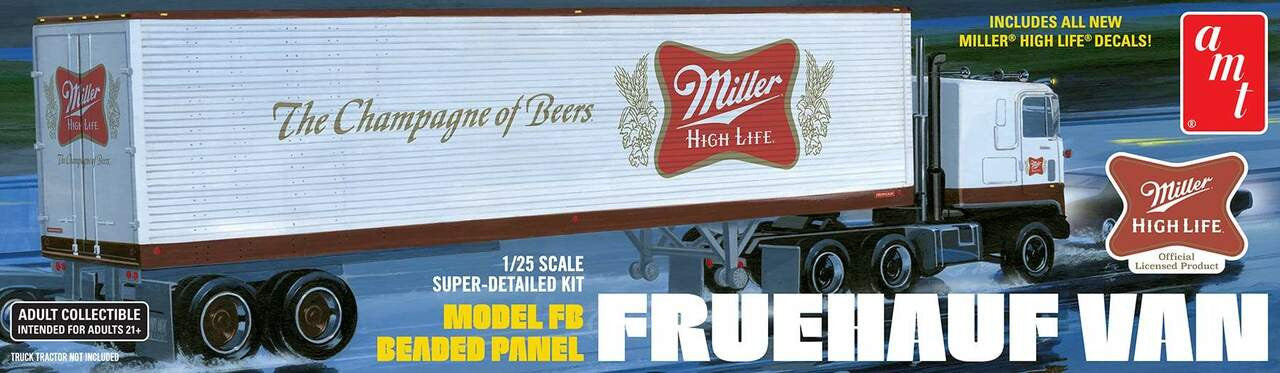 AMT 1/25 Semi Trailer 40 Miller Beer 1234