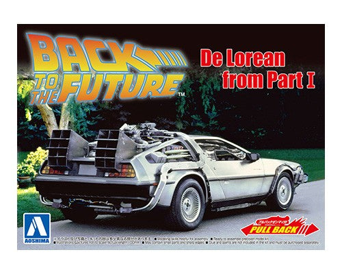 Aoshima 05475 1/43 Back to the Future Part I DeLorean Pullback plastic model kit box
