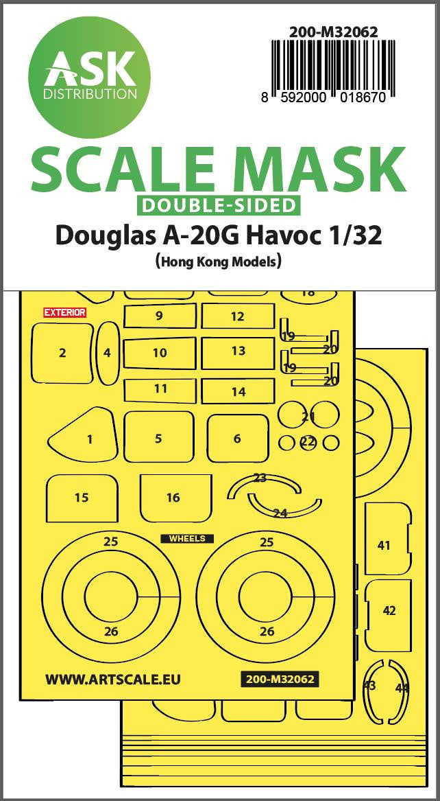 ASK Distribution 1/32 A-20G Havoc 2 sided Mask 32062 