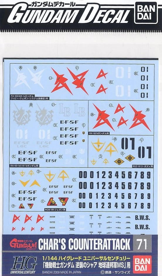 Bandai 1/144 Gundam Decal Earth Federation. Ver. 2569892 