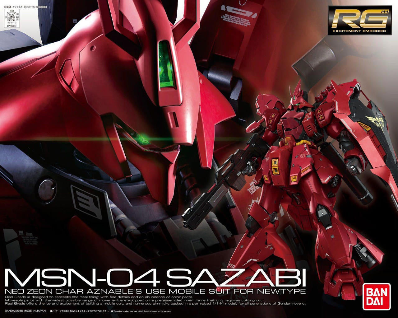 Bandai 1/144 Gundam RG MSN-04 Sazabi 2426271 