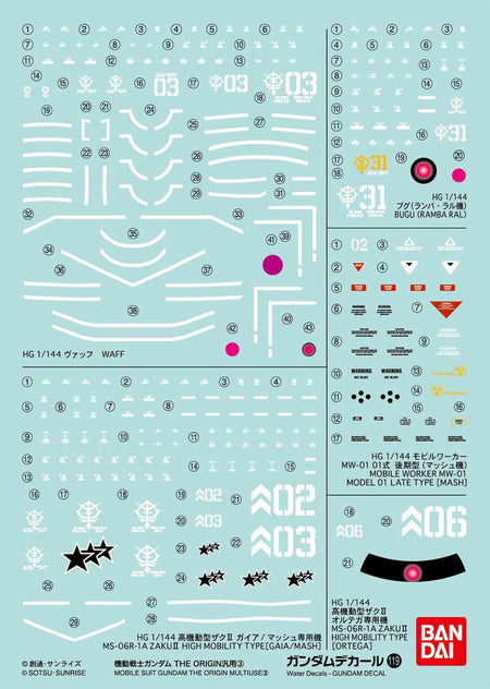  Bandai Spirits Gundam Decal GD119 Mobile Suit Multiuse 2427162 