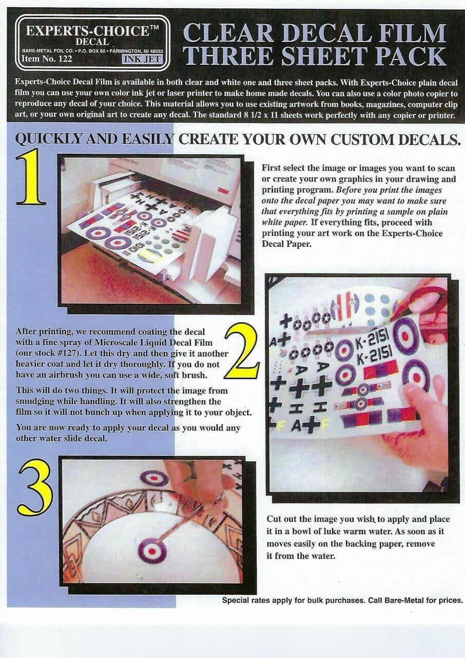 Bare Metal Foil Clear Decal Film Ink Jet 3pk 122