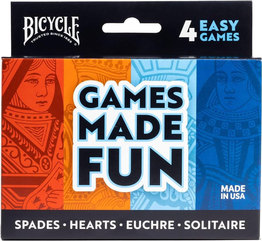 Bicycle 4-Game Pack (Hearts Spades Euchre and Solitaire) 