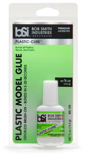 Bob Smith Industries PLASTIC-CURE Odorless Brush-On Gap Filling CA CA .5oz 105 at LionHeart Hobby