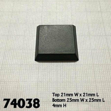 1" Square Plastic Flat Top Base (20) 74038