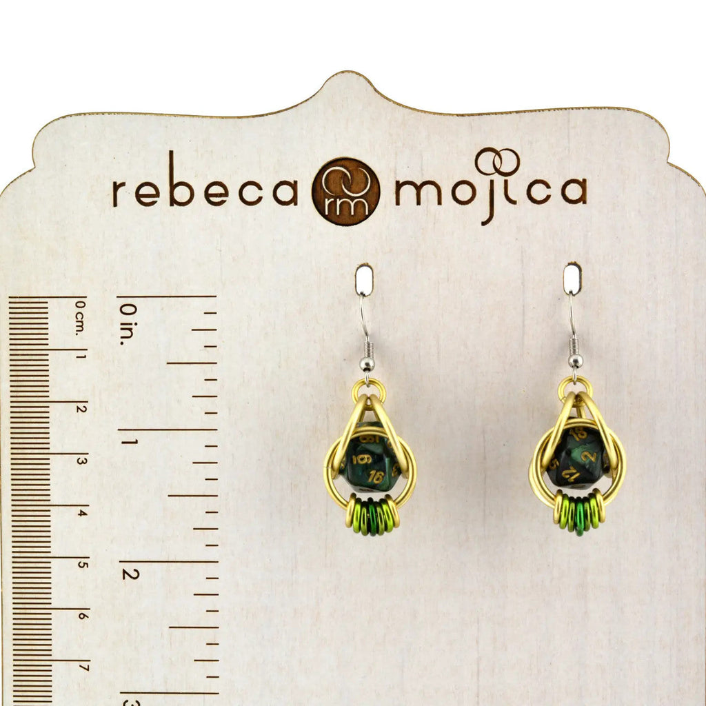 D20 Forest Green Earrings - Mini Dice Chainmaille Jewelry