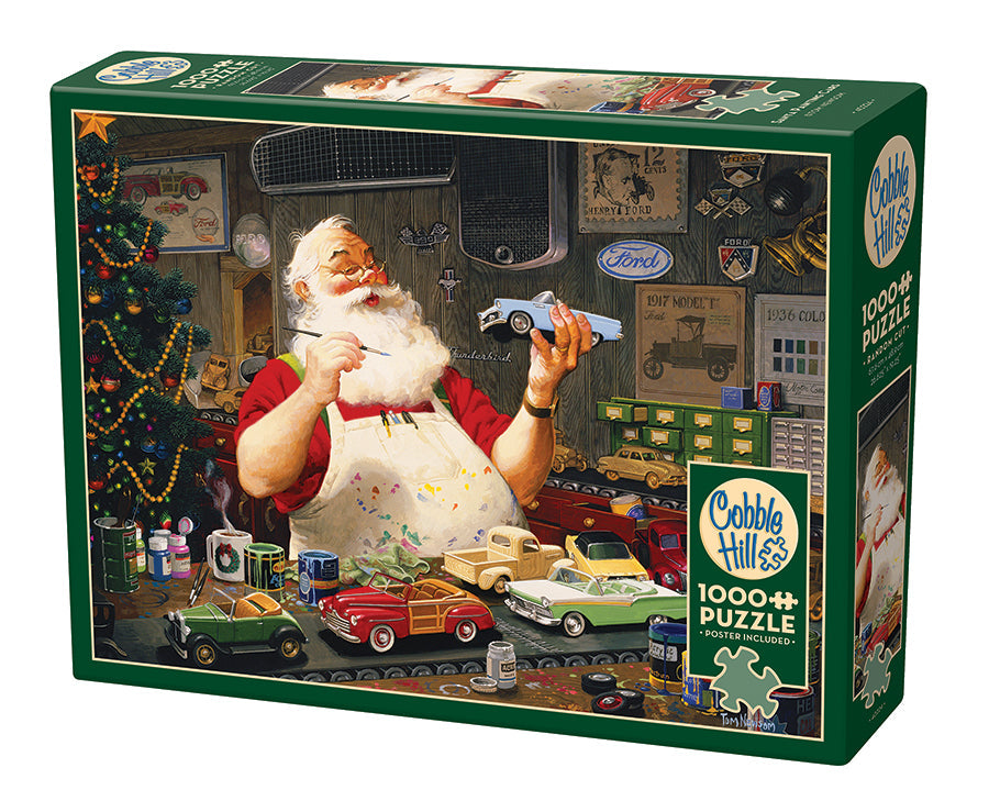 Santa Painting Cars 1000 piece puzzle box