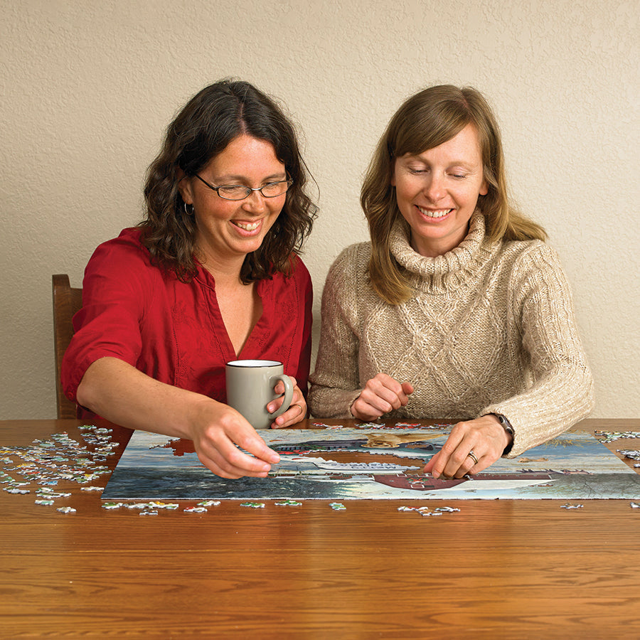 Merry Christmas puzzle in a home setting
