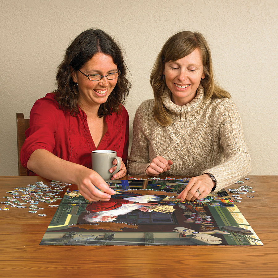 Santa's Workbench puzzle in a home setting