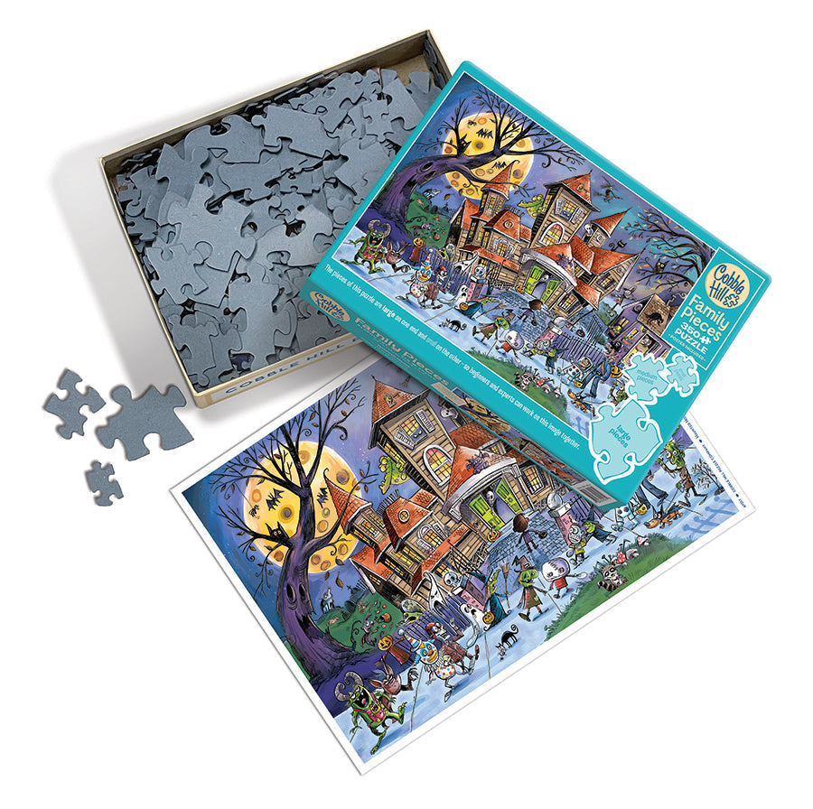 Haunted House family puzzle and packaging layout