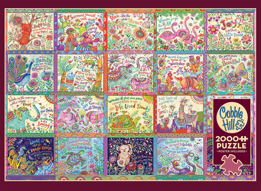 Front of the Happy Thoughts 2000 piece puzzle box