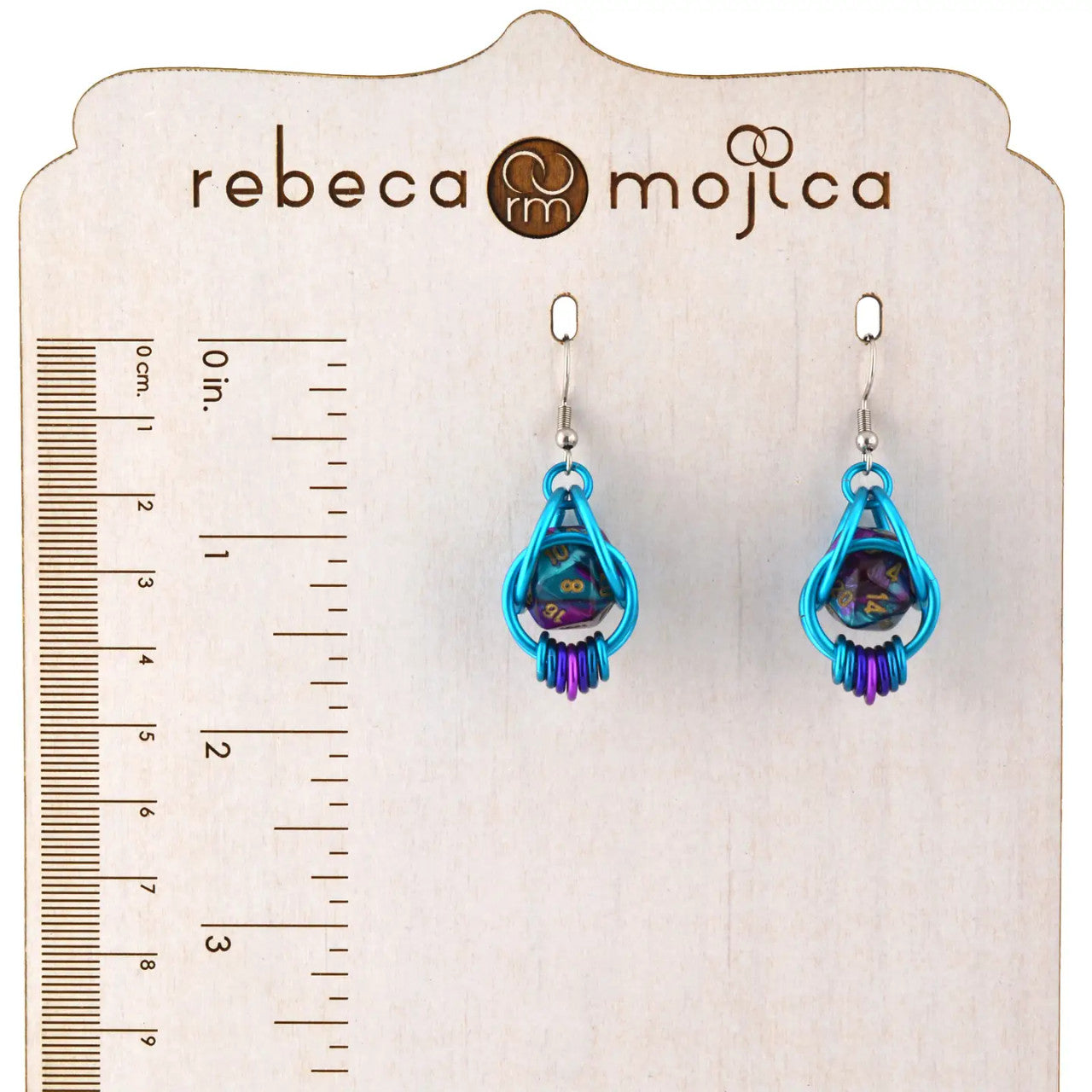 D20 Magical Butterfly Earrings - Purple & Turquoise Dice