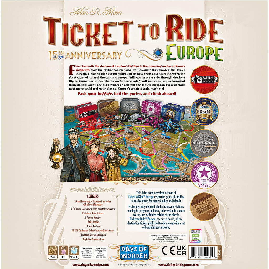 Days of Wonder Ticket to Ride Europe 15th Anniversary Edition